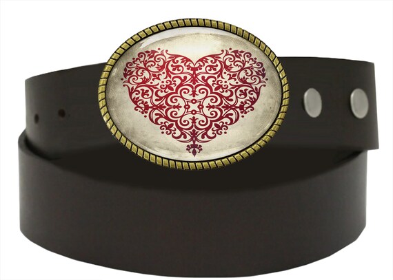 Victorian Heart Belt Buckle - Ornate Valentines Day Love  display picture 3