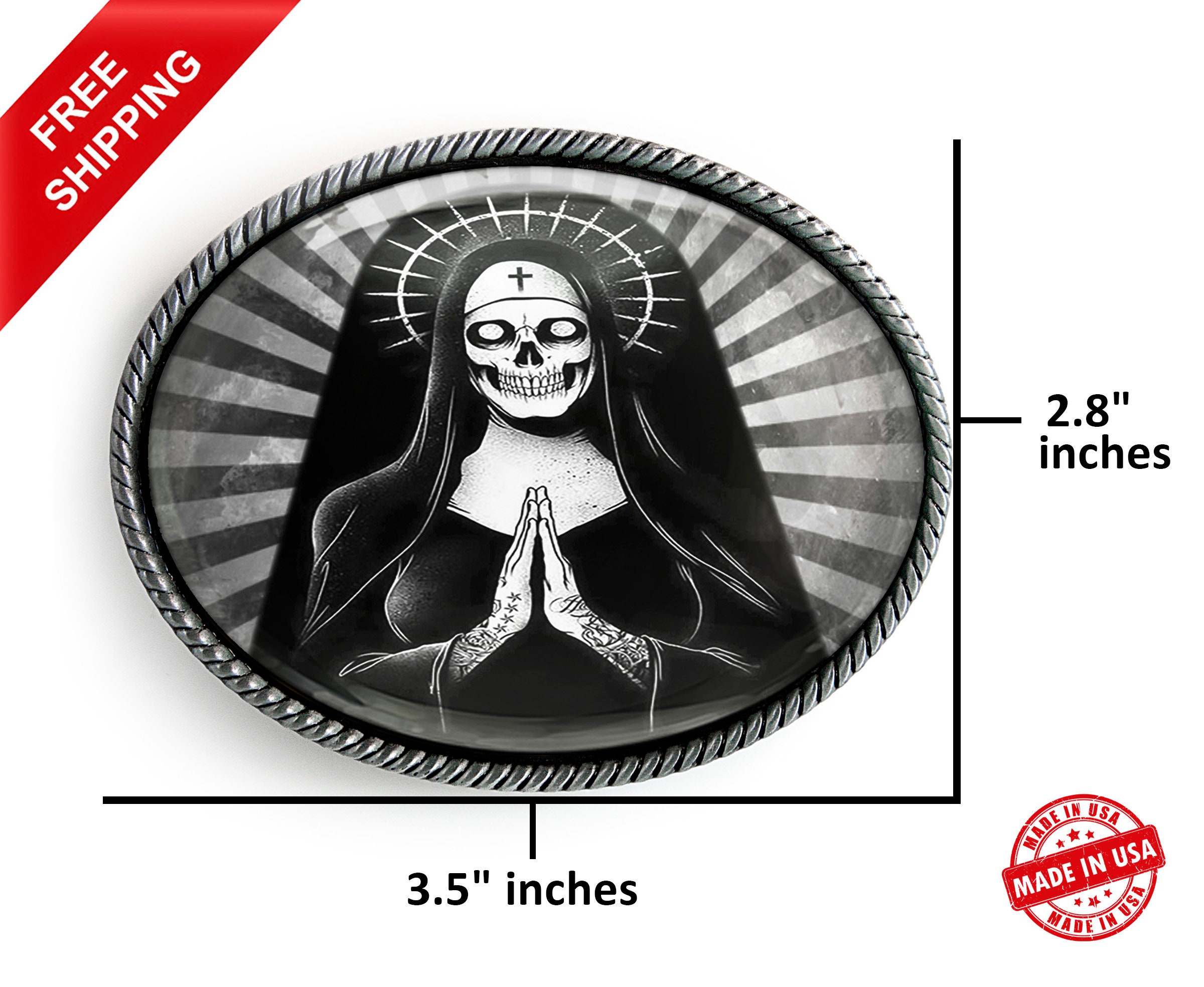 Santa Muerte Belt Buckle Day of the Dead Skull Antique - Etsy