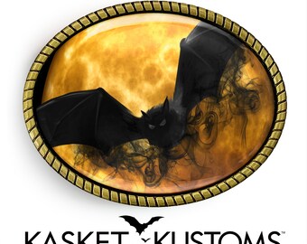 Vampire Bat Belt Buckle - Gothic Halloween Handmade Gold or Silver Buckle - 757