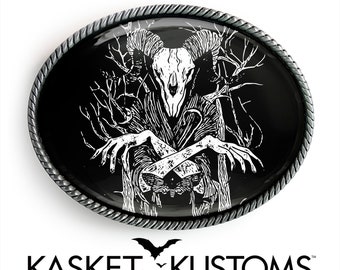 Baphomet Belt Buckle - Satanic Gothic Occult Witchcraft Oval Buckle - 17