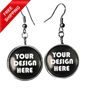 Custom Earrings - Personalized Image Design Handmade Dangle Silver Earrings