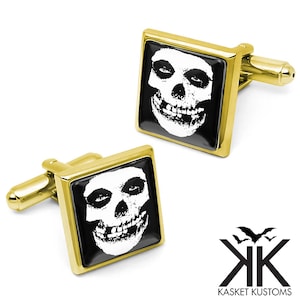 Misfits Crimson Skull Horror Punk Glenn Danzig Music Gothic Halloween Mens Shirt Suit Sterling Silver Glass Cufflinks Cuff Link Set & Box