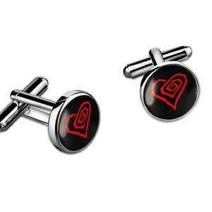 Silver Marilyn Manson Twisted Heart Shock Rock Cufflink Set w/ Box 173-SRC image 1