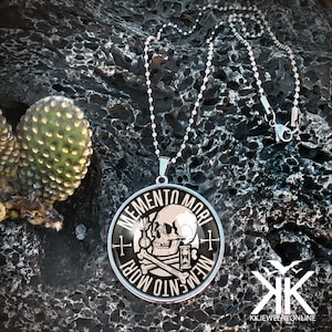 Large Memento Mori Pendant - Gothic Alchemy Skull Handmade Silver Necklace - 134-SLRN