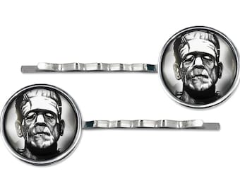 Silver Frankenstein Universal Horror Icon Glass Hair Clip Barrette Set 88-SHC