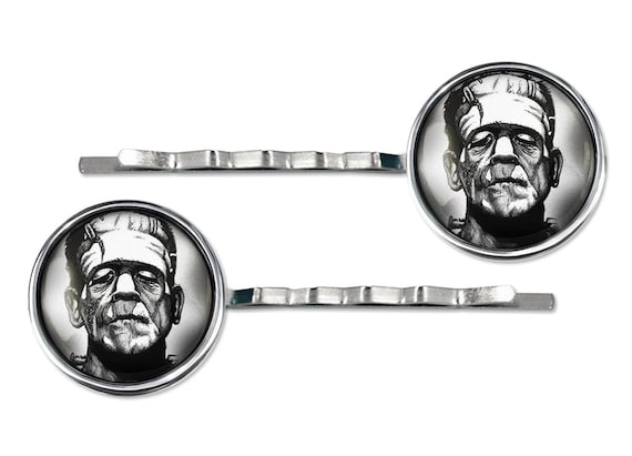 Silver Frankenstein Universal Horror Icon Glass Hair Clip  display picture 1