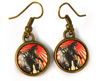 Godzilla Earrings - Japanese Movie Monster Small Drop Earrings - 621