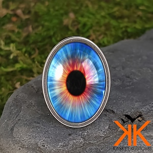 Bright Blue Eyeball Ring - Realistic Human Doll Eye Handmade Jewelry - 119-E-OSSR
