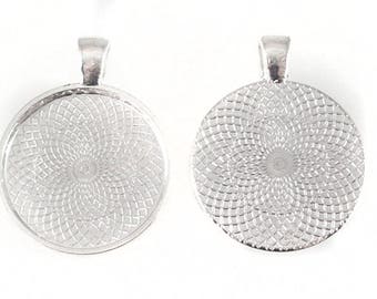100 25mm Pendant Trays Shiny Silver Cabochon Bezel Setting Blanks Necklace Making Supplies Hypo-allergenic Nickle FREE