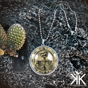 Large Memento Mori Pendant - Victorian Skull Handmade Silver Necklace - 131-SLRN