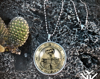 Ciondolo Grande Memento Mori - Collana In Argento Fatto a Mano Teschio Vittoriano - 131-SLRN