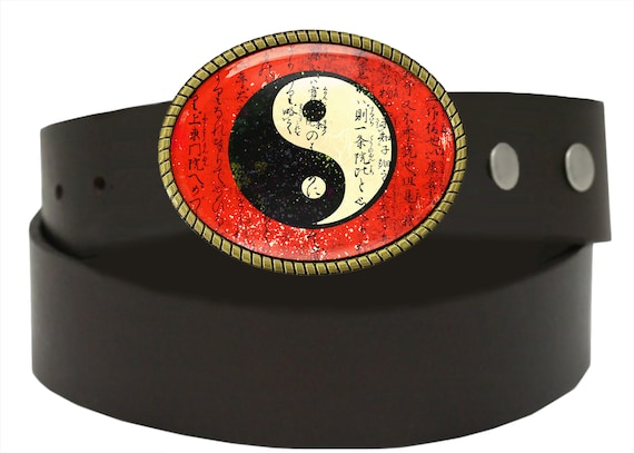 Yin Yang Oriental Grunge Belt Buckle - Poster Art Artisan Oval