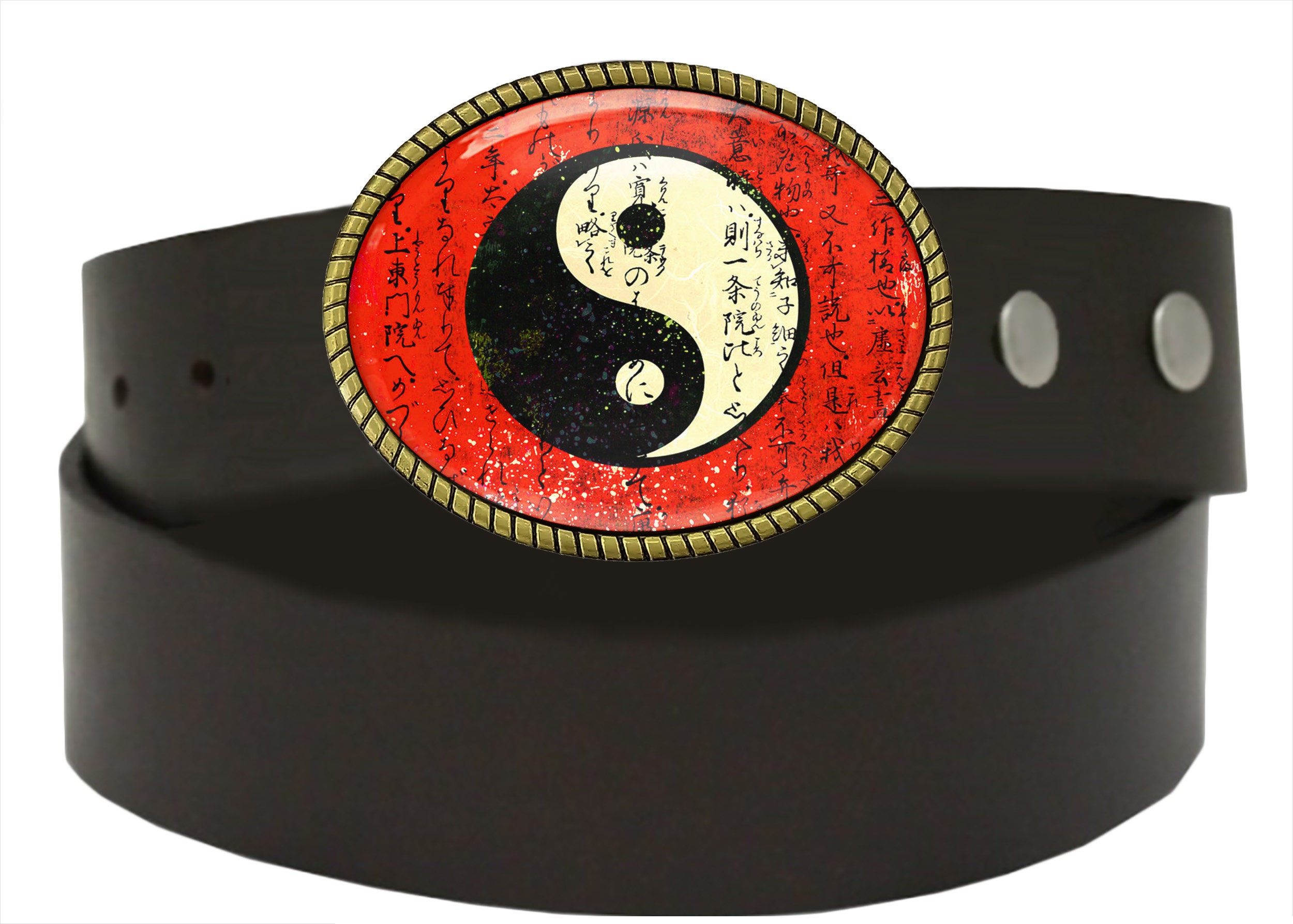 R. Dowell Handmade Leather Belt 2011 – Artisan Western Yin Yang Buckle – 37\