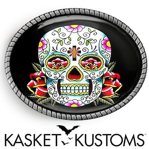 Day of the Dead Belt Buckle - Dia De Los Muertos Sugar Skull Belt Buckle - 55
