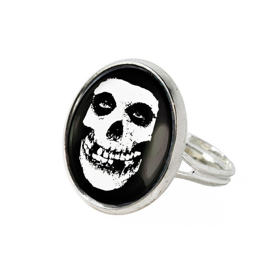 Silver Misfits Glenn Danzig Crimson Skull Adjustable Horror Punk