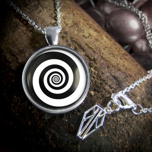 Twilight Zone Spiral Necklace - Swirling Hypnotic Vortex Silver Handmade Pendant - 347-SRPN