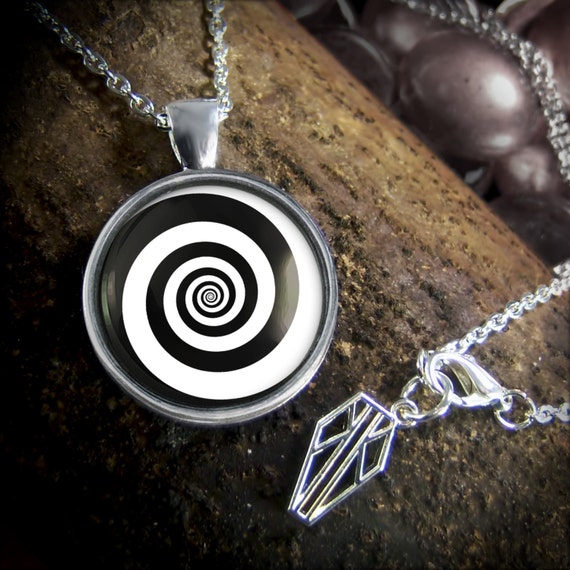 Twilight Zone Spiral Necklace - Swirling Hypnotic Vortex Silver Handmade  Pendant - 347-SRPN