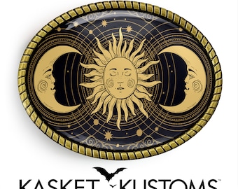 Esoteric Belt Buckle - Celestial Tarot Astrology Sun Handmade Buckle - 746