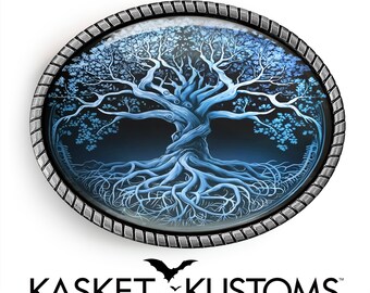 YONE Fibbia Per Cinture Tree Of Life In Metallo - Adatta A Cinture Larghe 38 Mm - 2
