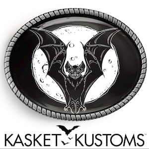 Bat Silhouette Belt Buckle - Gothic Halloween Art Handmade Artisan Buckle - 954