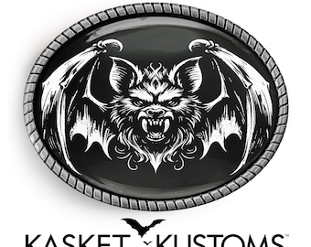 Vampire Bat Belt Buckle - Gothic Halloween Art Handmade Artisan Buckle - 962