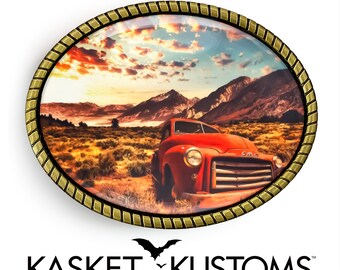 Vintage Truck Belt Buckle - Classic Americana Handmade Buckle - 627