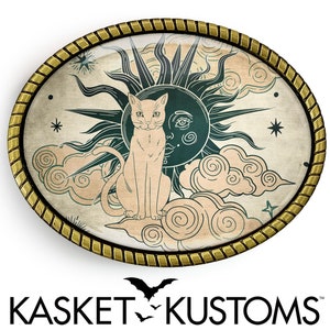 Mystic Cat Belt Buckle - Light Celestial Sun & Stars Gold or Silver Buckle - 19-2