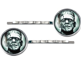 Silver Frankenstein Universal Horror Icon Glass Hair Clip Barrette Set 87-SHC