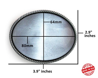 One (1) Belt Buckle Blank Base Recessed Setting Silver Oval Western Rope Frame Highest Quality Wholesale DIY