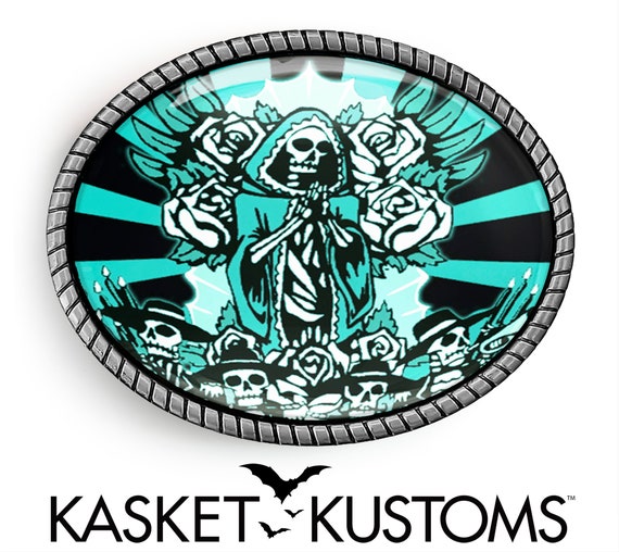 Sugar skull Dia los Muertos skull belt buckle Unisex Mexican Katrina Dia De Muertos Skull Belt Buckle  main image 3