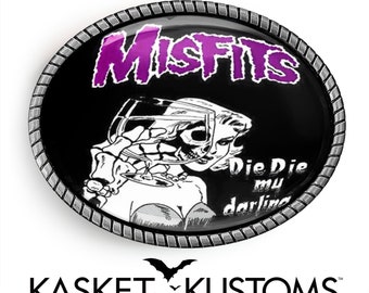 Misfits Belt Buckle - Die Die My Darling Horror Punk Silver or Gold Buckle - 612