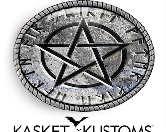 Cryptic Stone Pentagram Belt Buckle - Handmade Gothic Occult Buckle - 161