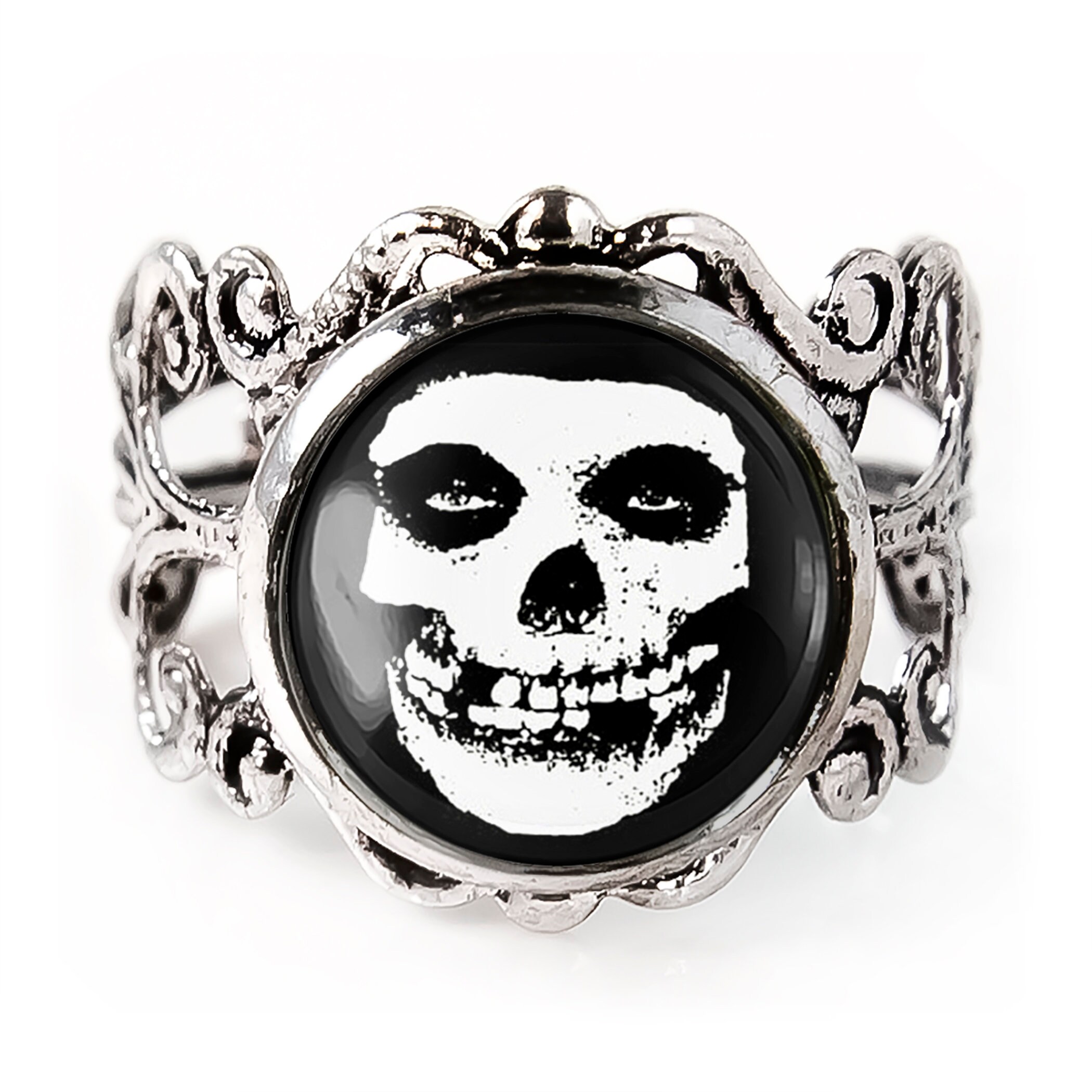 Misfits Ring - Horror Punk Crimson Skull Adjustable Filigree Ring