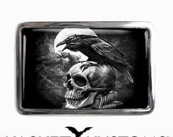Crow and Skull Belt Buckle - Gothic Horror Halloween Belt Buckle - 928