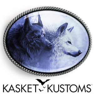 Hebilla de cinturón de manada de lobos - Hebilla ovalada hecha a mano con espíritu de animal salvaje - 635