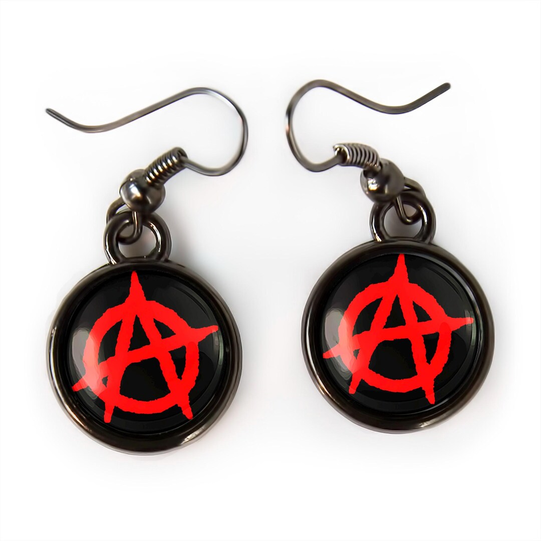 Anarchy Symbol Earrings - Red Punk Rock Small Drop Earrings - 181 - Etsy