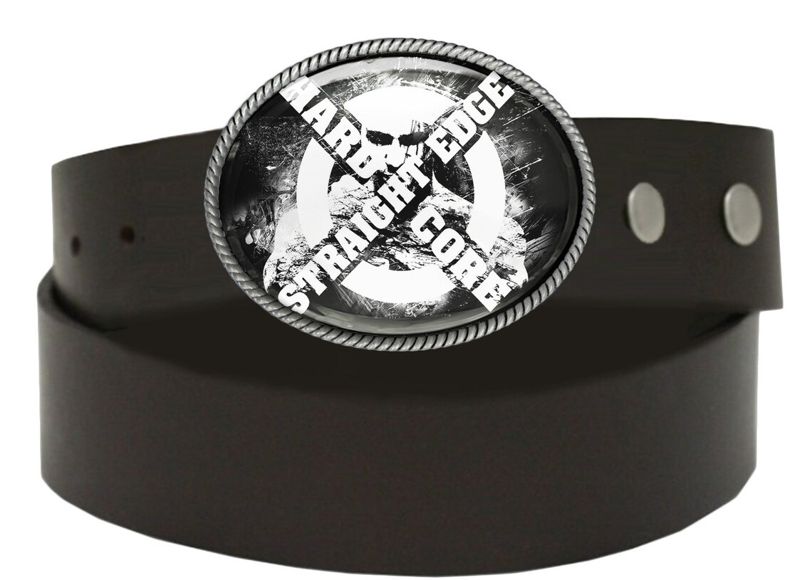 Straight Edge Belt Buckle Hardcore Sobriety Antique Silver Etsy