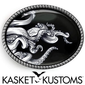 Boucle de ceinture Kraken - Boucle de ceinture ovale traditionnelle faite à la main avec tenticules de pieuvre - 652-2