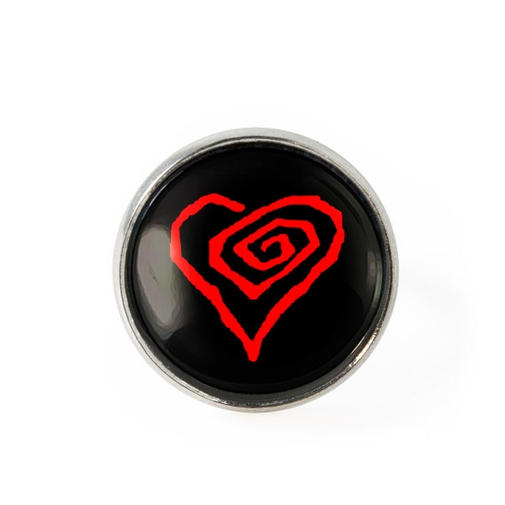 Silver Marilyn Manson Twisted Glass Heart Shock Rock Ring