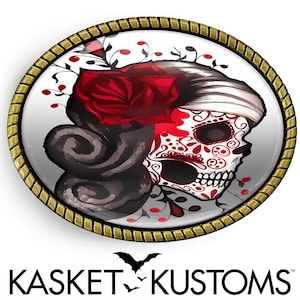 Day of the Dead Sugar Skull Girl Tattoo Art Belt Buckle - 73