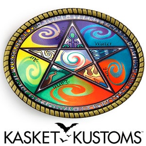 Elements Pentacle Belt Buckle - Wiccan Nature Pentagram Gold or Silver Buckle - 311