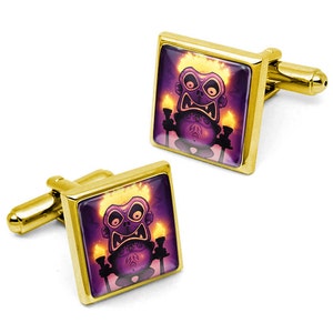 Shiny Gold Retro Kustom Kulture Tiki Man Cufflink Set w/ Box 218-GSC