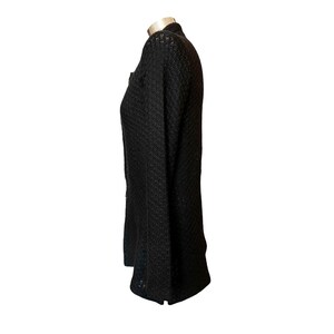 Vintage Anthropologie Cross Stitch Heart black Sweater Jacket Abalone shell Y2K women’s size Small bild 2