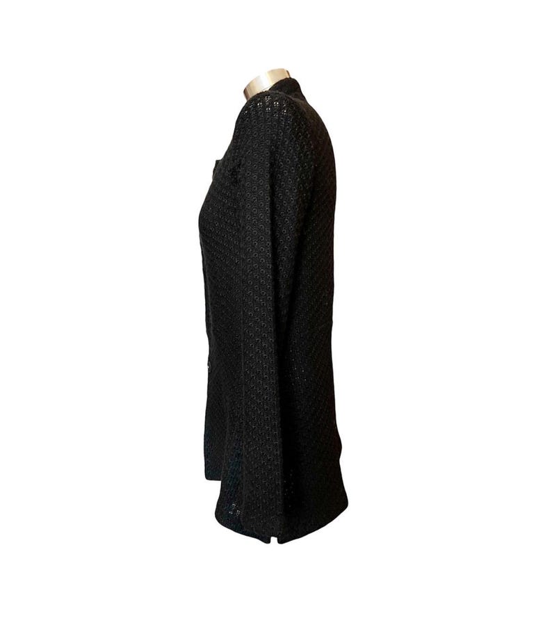 Vintage Anthropologie Cross Stitch Heart black Sweater Jacket Abalone shell Y2K women’s size Small bild 2