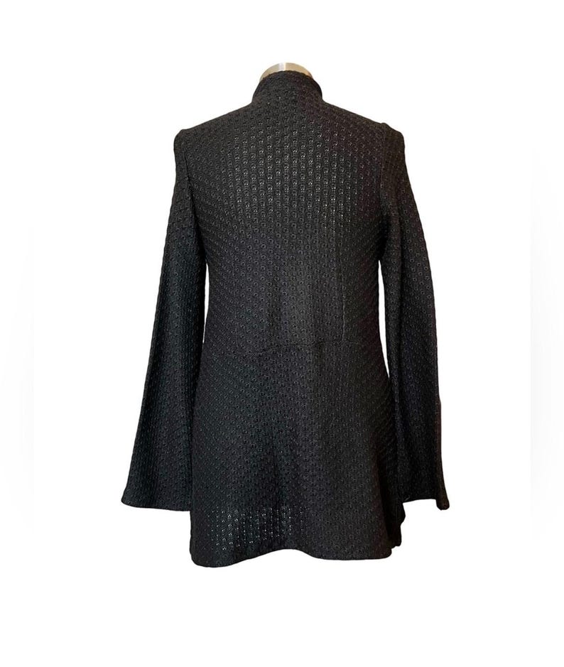 Vintage Anthropologie Cross Stitch Heart black Sweater Jacket Abalone shell Y2K women’s size Small bild 3
