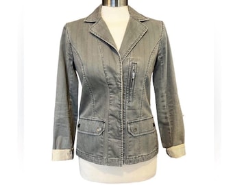 Vintage Urban Outfitters light faded army green and tan button up Jacket zipper pockets Y2K women’s size small