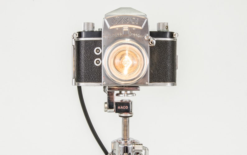 Vintage KameraLampe dimmbar Ihagee EXA Edison Upcycling ohne Stativ Bild 2
