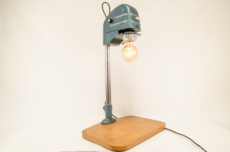 Vintage table lamp from old photo larger Meopta Proximusupcycling lamp with dimmer image 2