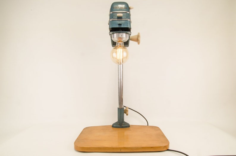 Vintage table lamp from old photo larger Meopta Proximusupcycling lamp with dimmer image 1