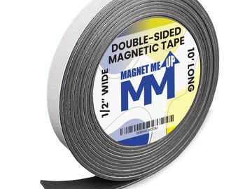 Magnet Me Up Self Adhesive Flexible Magnetic Tape, 1/2 inch Wide, 1/6 inch Thick, 10 ft Long, Vinyl Magnetic Adhesive Roll